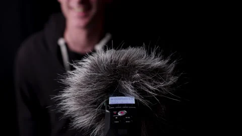 Interview talking head voice recording for podcast or video streaming. Stock Footage 292598341