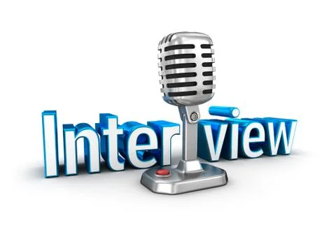 Interview text and microphone, 3d Concept Stock Illustration