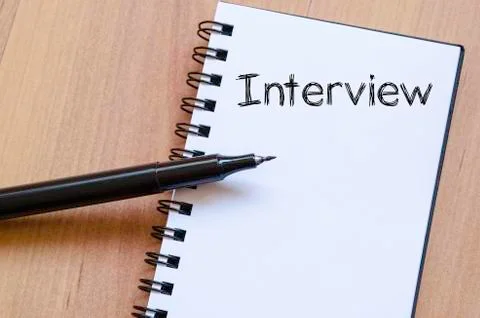 Interview text concept on notebook Stock Photos