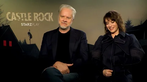 Interview of Tim Robbins and Lizzy Caplan at Press junket, "Castle Rock" - 2020 Video stock 125804116