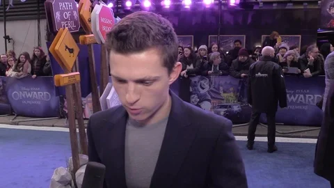 Interview with Tom Holland at B-roll from the UK premiere of "Onward" - 2020 Stock Footage 125802868