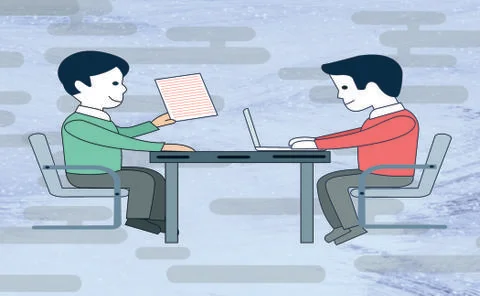 Interview Two People background Stock Illustration