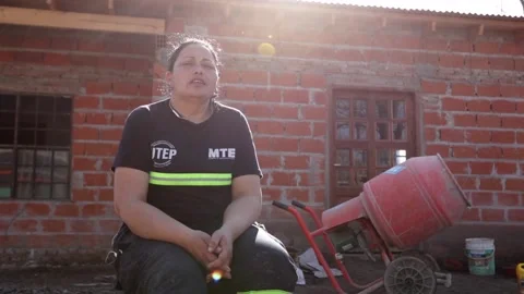 Interview with a woman from "Mujeres Constructoras" Buenos Aires, Argentina Stock Footage 170452007