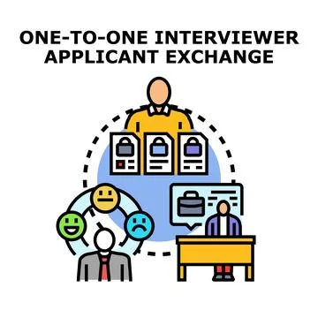 Interviewer and applicant exchanging during job application process Stock Illustration