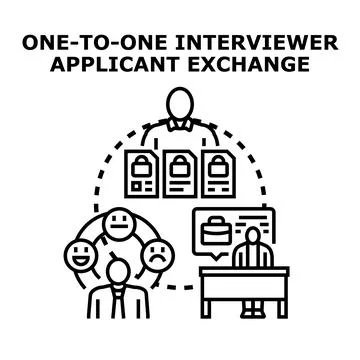 Interviewer and applicant exchanging during job application process Stock Illustration