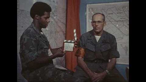 Interviewer ask question to Colonel Chamberlain during interview - 1973 스톡 동영상 99908031