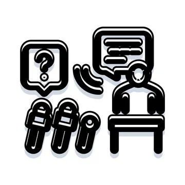 Interviewing person answering question during press conference event Stock Illustration