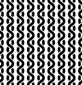 Interweave, braided lines seamless abstract monochrome patter Stock Illustration