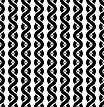Interweave, braided lines seamless abstract monochrome patter Stock Illustration
