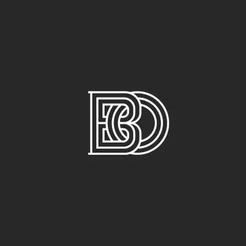 Interweaving of two letters B and O creative linear monogram BO in medieval t Stock Illustration