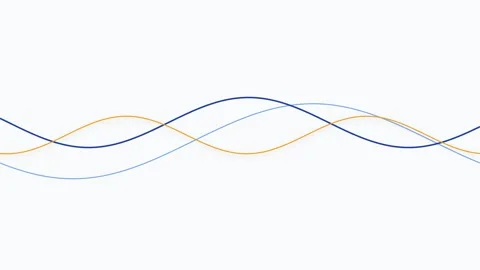 Interwoven Blue and Orange Minimal Flowing Wavy Lines on Clean White Backgrou Stock Footage 332525290