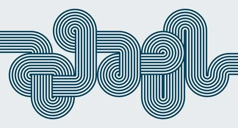 Interwoven Blue Line Abstract Pattern Stock Illustration