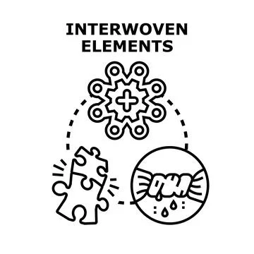 Interwoven elements concept symbolizing synergy and partnership Stock Illustration