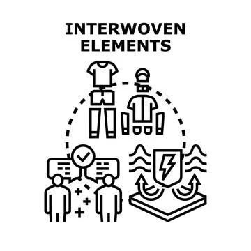 Interwoven elements concept for technology and communication 库存插图
