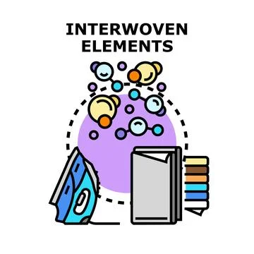 Interwoven elements for textiles and fabric production 스톡 일러스트