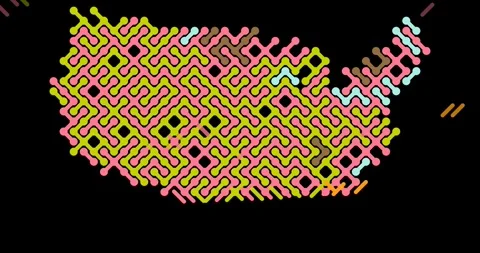 Interwoven Generative Map of the US Stock Footage 312978827