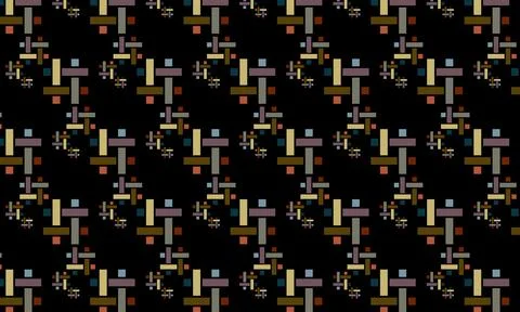 Interwoven geometric patterns that repeat,black background. Illustrazione stock