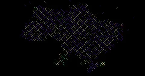 Interwoven Mapping of Digital Ukraine Map Stock Footage 313064512