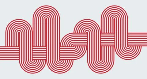 Interwoven Red Line Abstract Pattern Stock Illustration