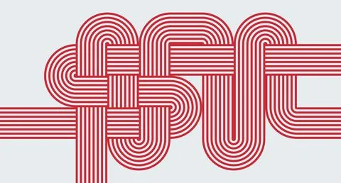 Interwoven Red Line Abstract Pattern Stock Illustration