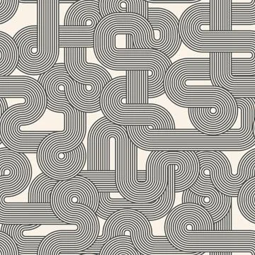 Interwoven striped lines. Abstract geometric seamless pattern. Vector. Stock Illustration