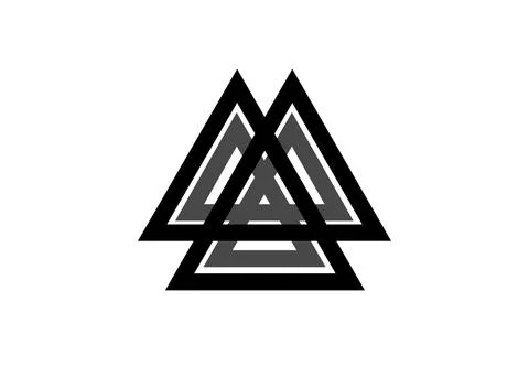 Interwoven triangles, valknut, sacred geometry. Flat icon. Logo, Stock Illustration