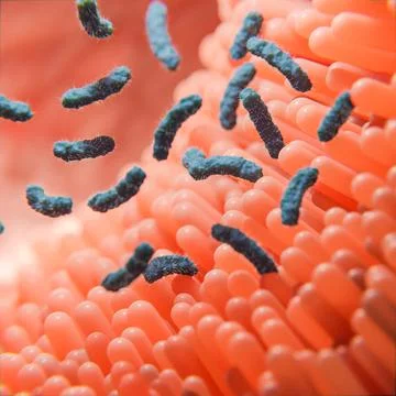 Intestinal bacteria in the gut: Topic Microbiome 스톡 일러스트