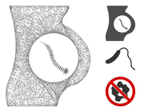 Intestinal Parasite Polygonal Web Vector Mesh Illustration Stock Illustration