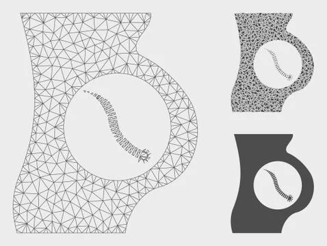 Intestinal Parasite Vector Mesh Carcass Model and Triangle Mosaic Icon Stock-Illustration