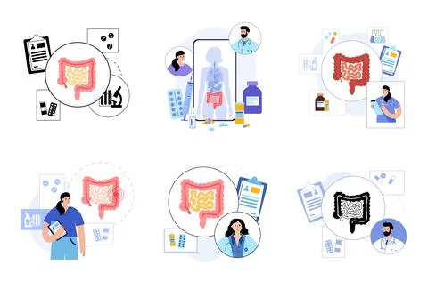 Intestine medical set Stock Illustration