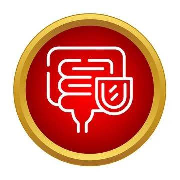 Intestine organ protecting shield inside red circle Stock Illustration