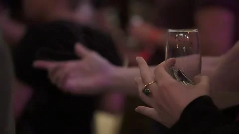 Intimate Bar Chat With Hands, Closeup Of Hands Signaling During Personal Social Stock Footage 323773239