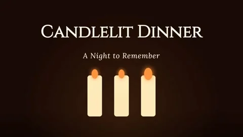 Intimate Candlelit Dinner Event Graphic Template | Romance &amp; Luxury Night Vib Stock Footage 337500916