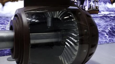 An Intimate Close Up of a Turbine Engine Component Showcasing Its Modern and Foto stock