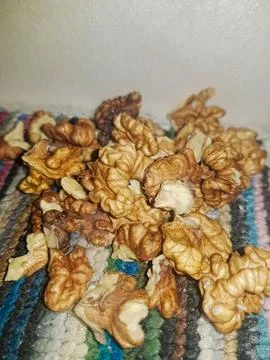 An intimate close-up of the walnut kernel beautifully highlights its essence Stock Photos