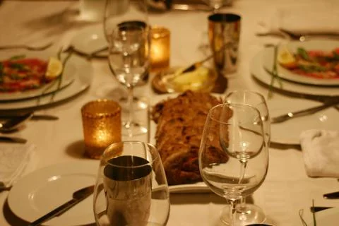 Intimate dinnerparty Foto stock