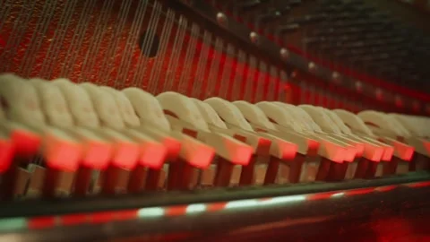 Intimate macro view inside a piano Video stock 332145055