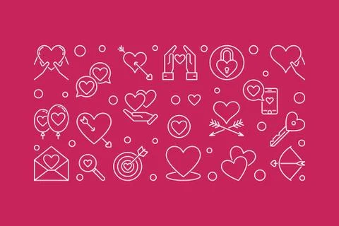 Intimate Relationship vector outline banner on red background Stock Illustration