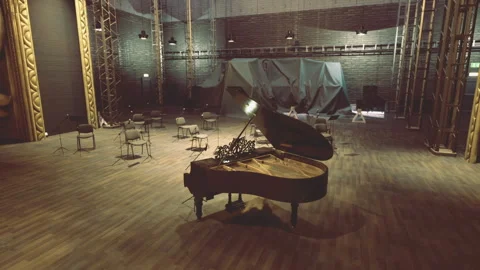 Intimate studio setting for creative musical composition at night Stock Footage 341568402