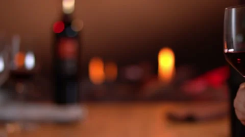 Intimate, warm atmosphere with slow motion toast with red wine Vidéo 63377267