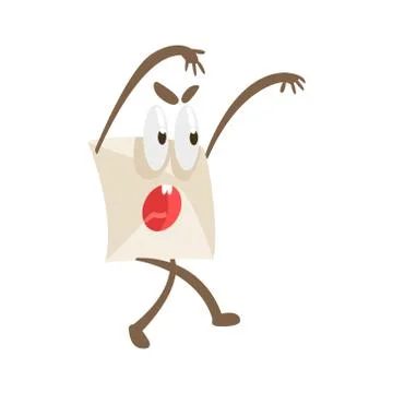 Intimidating Humanized Letter Paper Envelop Cartoon Character Emoji Illustration Stock Illustration