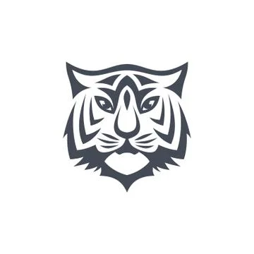 Intimidating tiger front view theme logo template Stock Illustration