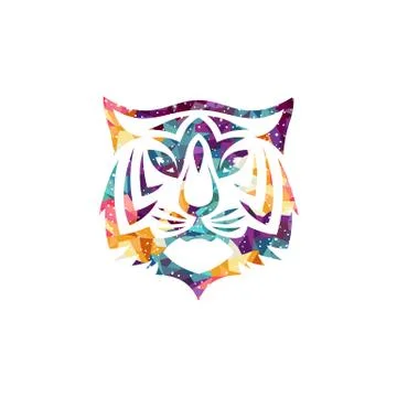 Intimidating tiger front view theme logo template Stock Illustration