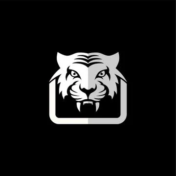 Intimidating tiger front view theme logo template Stock Illustration
