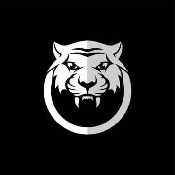 Intimidating tiger front view theme logo template Stock Illustration