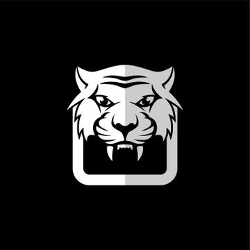 Intimidating tiger front view theme logo template Stock Illustration