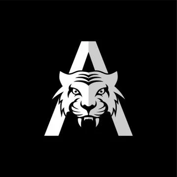 Intimidating tiger front view theme logo template Stock Illustration