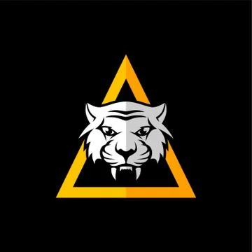 Intimidating tiger front view theme logo template Stock Illustration