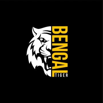 Intimidating tiger front view theme logo template Stock Illustration