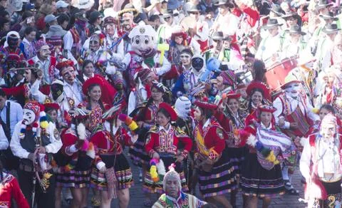 Intiraymi,carnival,parade,dancer,dancing,cusco, peru,street ,faces Stock Photos